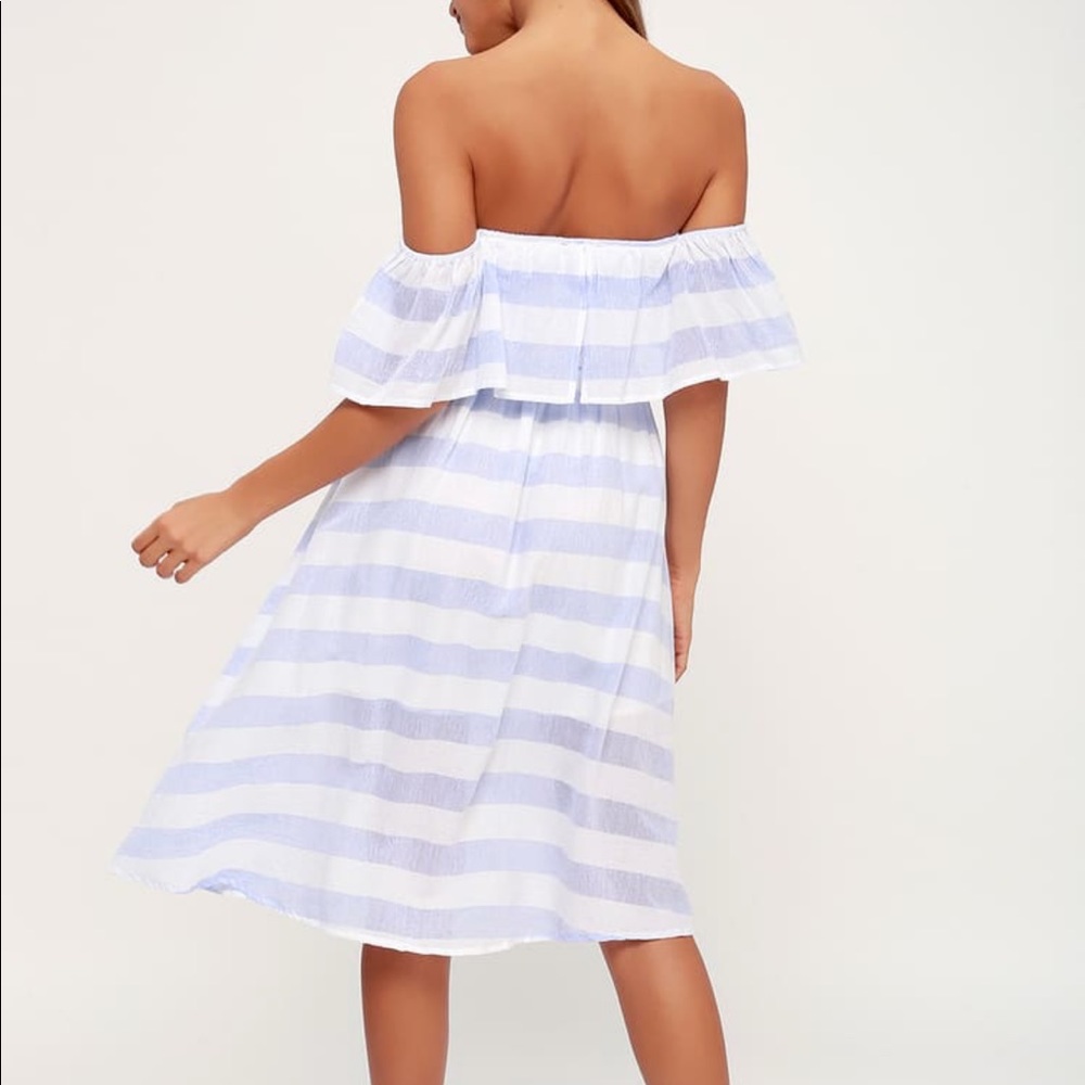 Nautical Blue and White Striped Midi Dress - Picture 3 of 11